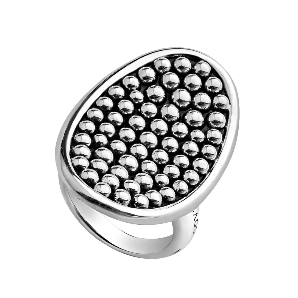 LAGOS Bold Caviar Vertical Ellipse Ring in Sterling Silver Size 7 - Picture 2 of 5